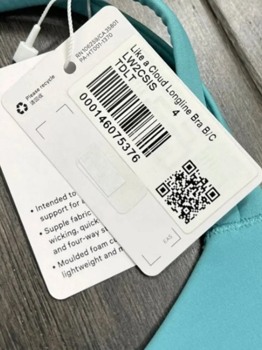 NEW Lululemon Like a Cloud Bra Long Line *Light Support, B/C Cup Tidal Teal